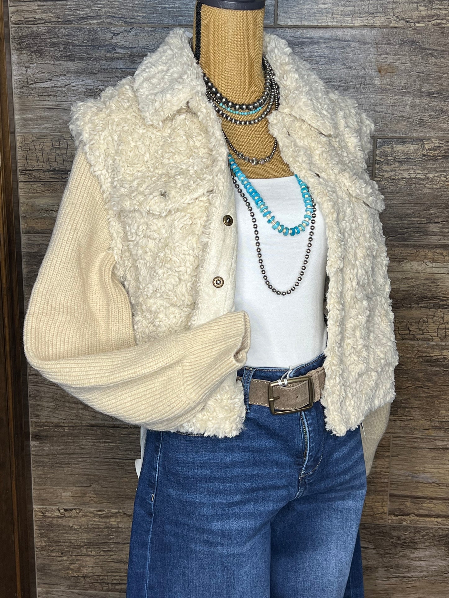 Mixed Media Sweater Jacket