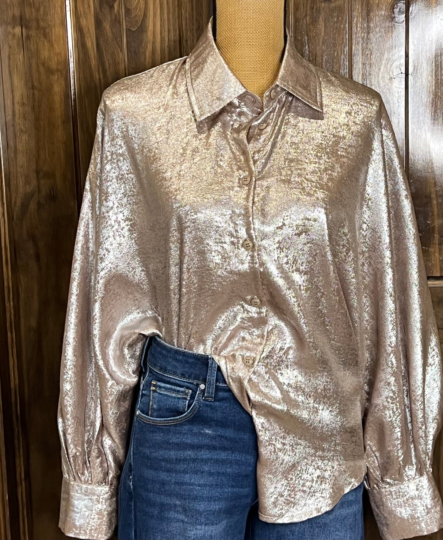 Mocha Volume Sleeve Blouse