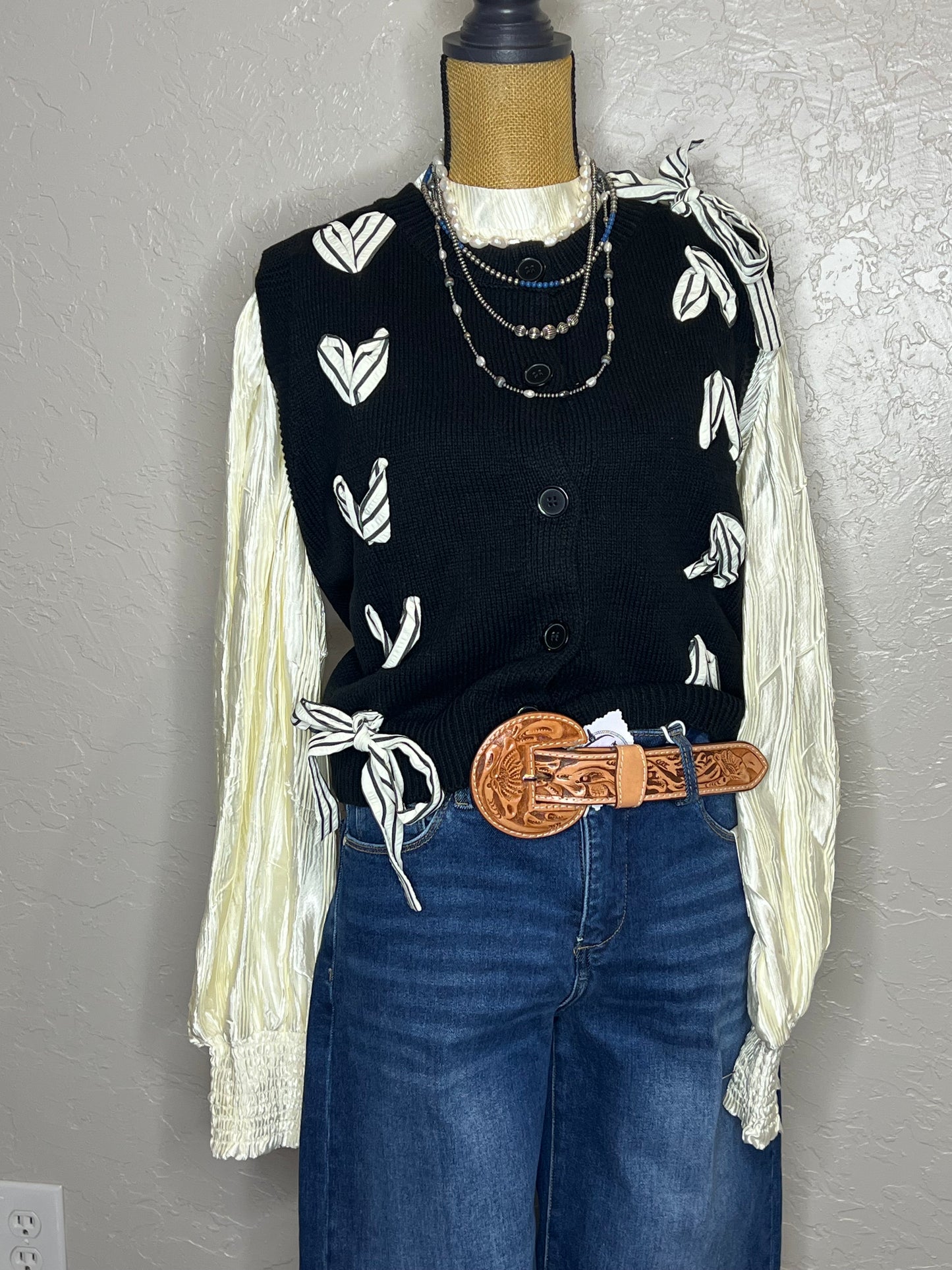 Black Sweater Vest w/Bow Ties