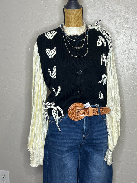 Black Sweater Vest w/Bow Ties