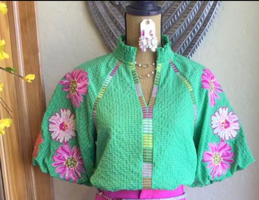 Kelly Green Puff Shortsleeve Shirt